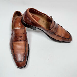Silvano Sassetti Mens Loafers Dress Shoes Brown US 8.5